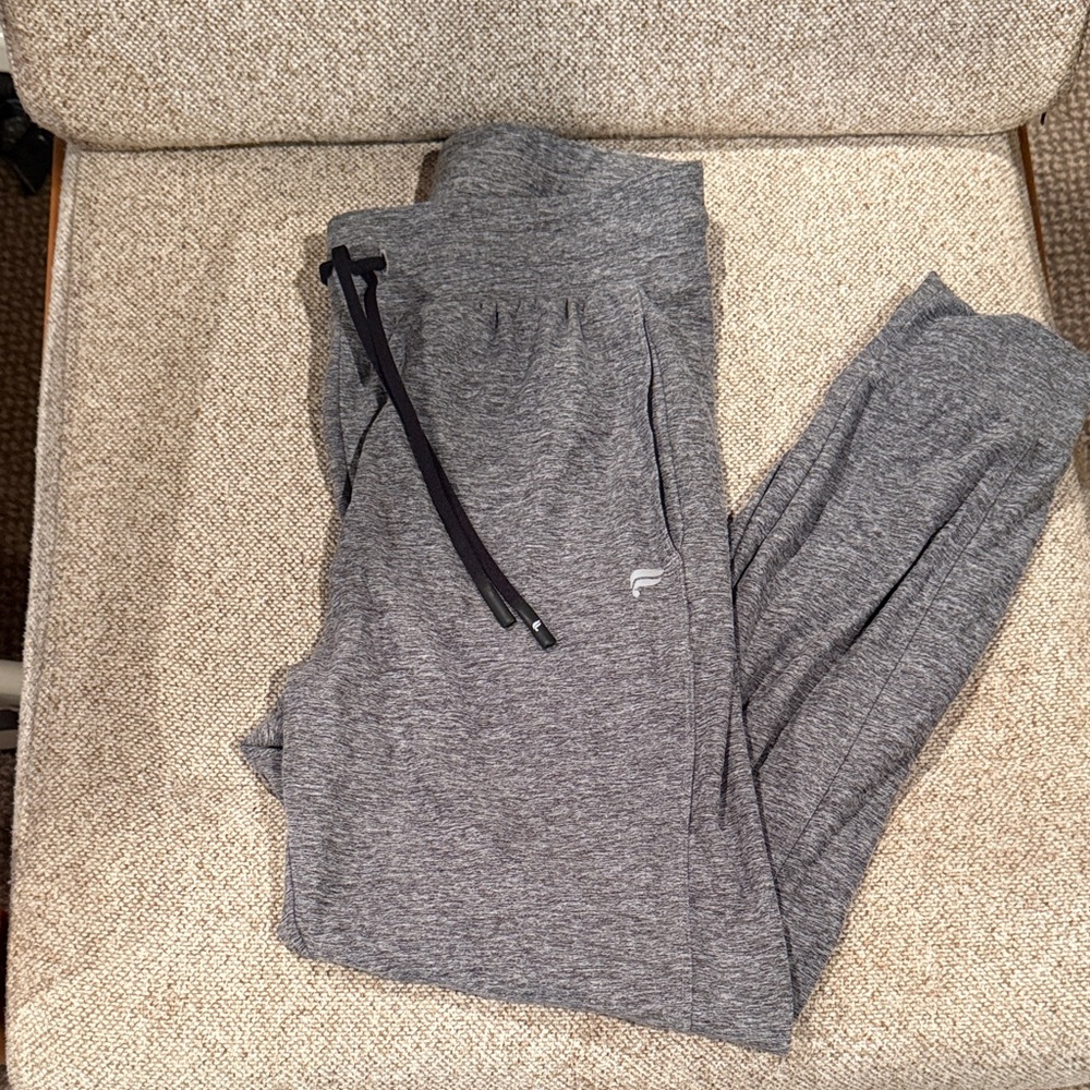 Fabletics Gray Cloud Jersey Joggers with Black Drawstring